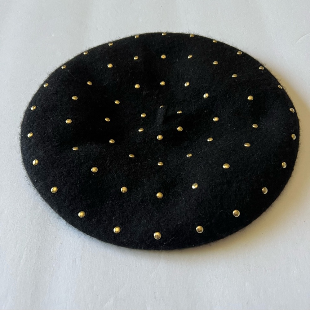 REBECCA MINKOFF STUDDED WOOL BERET BLACK NWOT